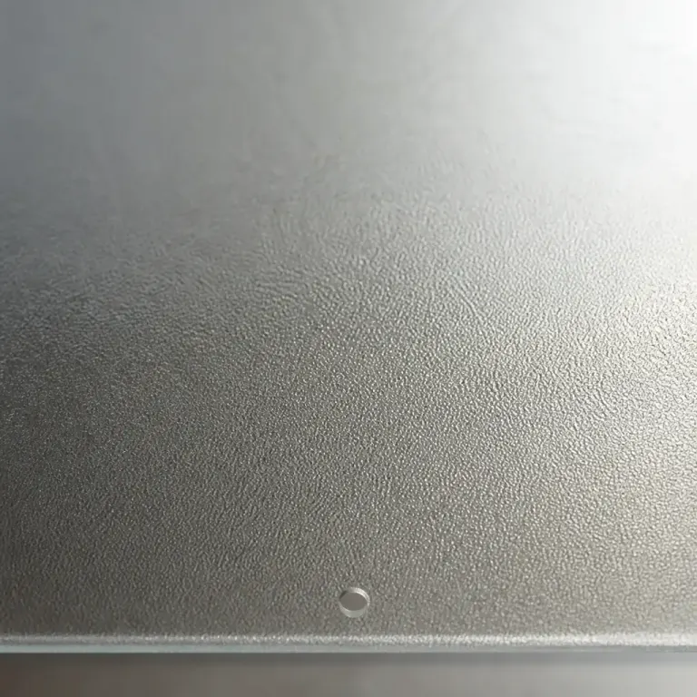 Close frosted glass texture in side window light with a small circular scale marker